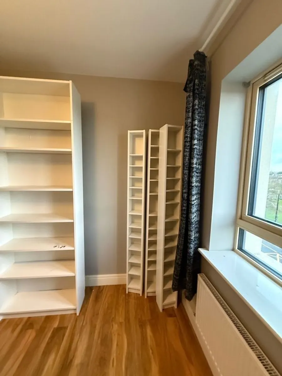 4 White Billy ikea Bookcases with extensions on top (extra high) - Image 1