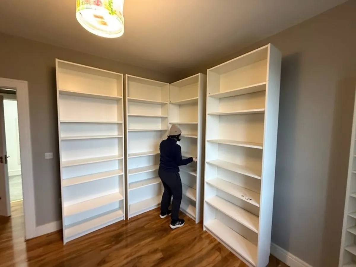 4 White Billy ikea Bookcases with extensions on top (extra high) - Image 2