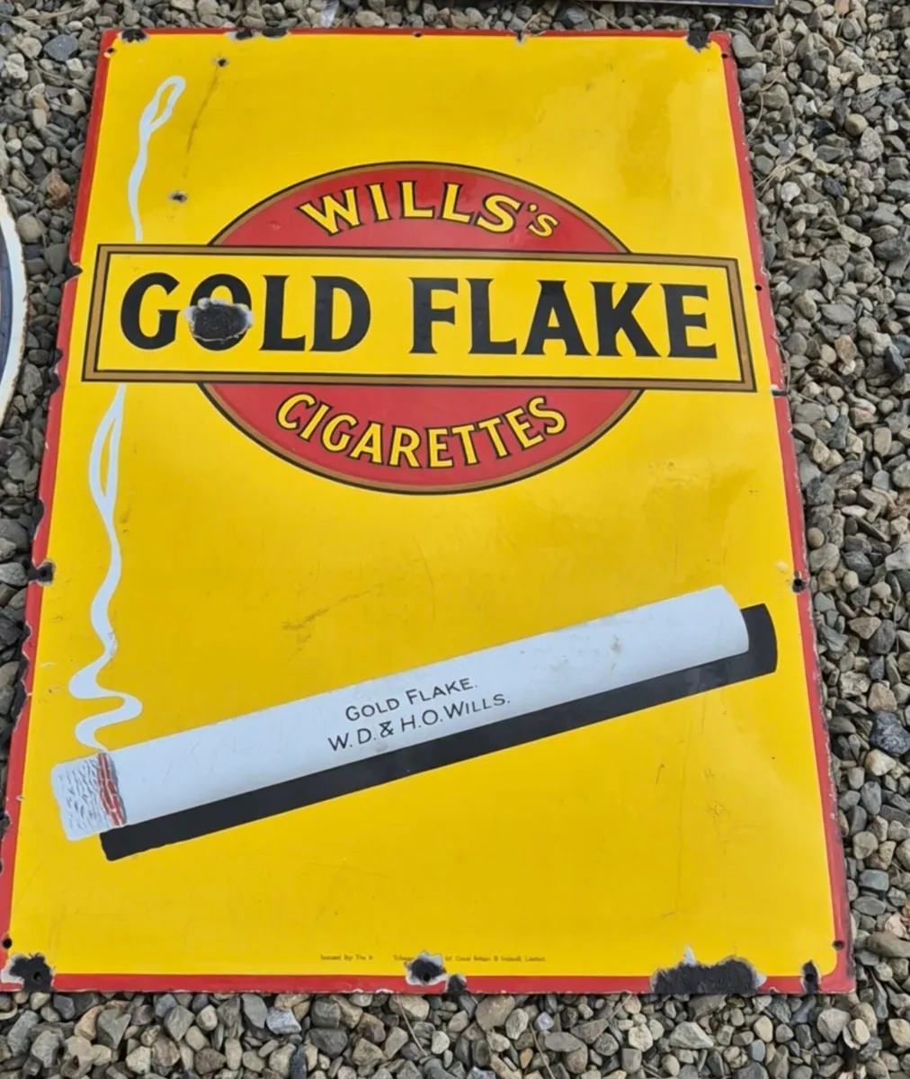 Old  Original enamel sign  gold flake - Image 3