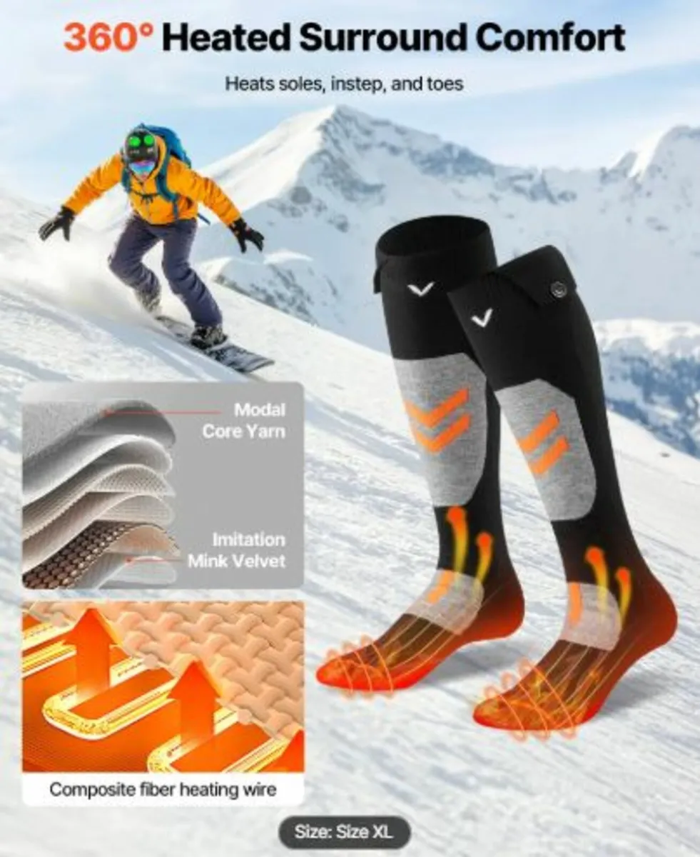 Heated Socks, X-Large Size,5000mAh Battery Rechar - Image 2