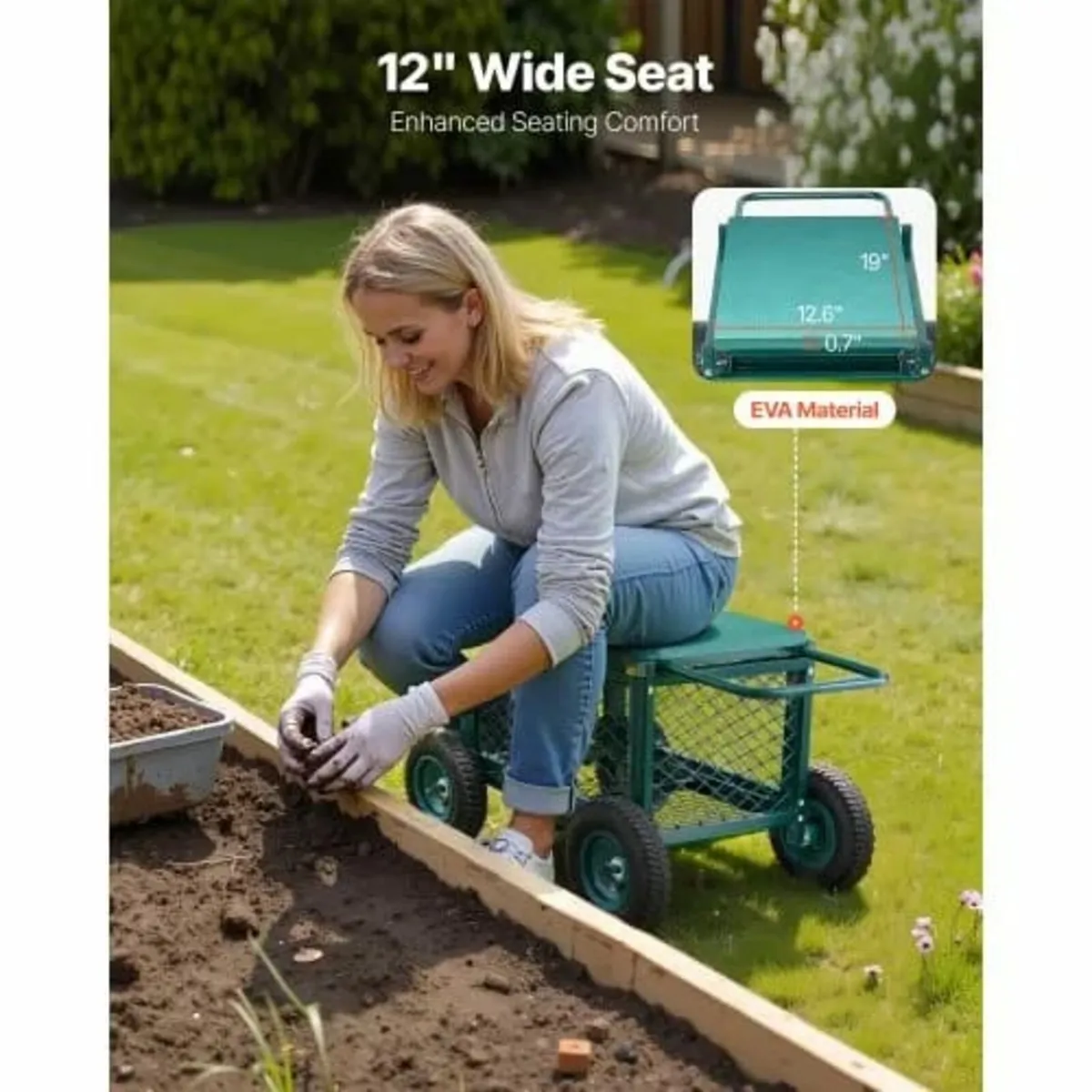 Rolling Garden Seat with Wheels 400LB Heavy Duty G - Image 3