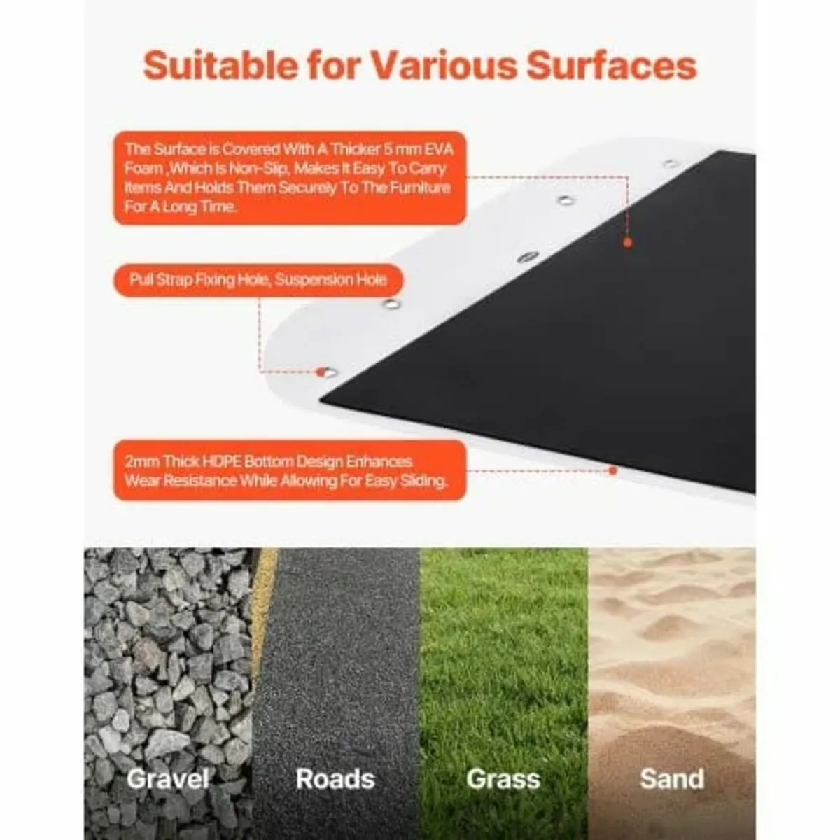 Yard Drag Sled 110 x 40 in 1600lbs Heavy Duty PE G - Image 3