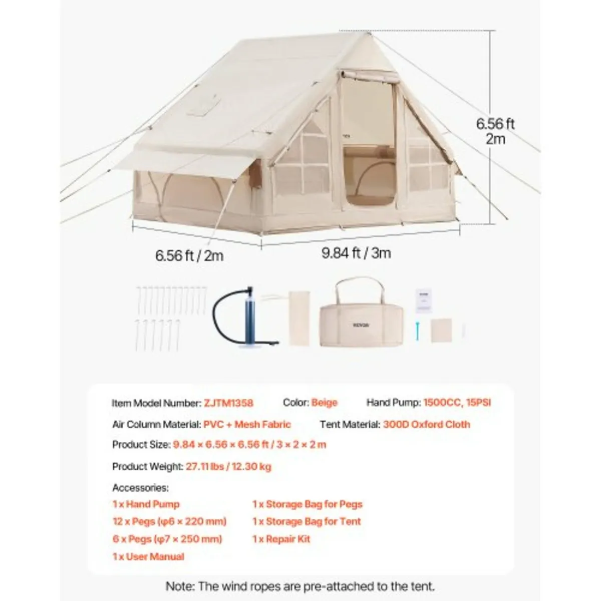 Inflatable Tent for Camping 3-5 Person Glamping Te - Image 2