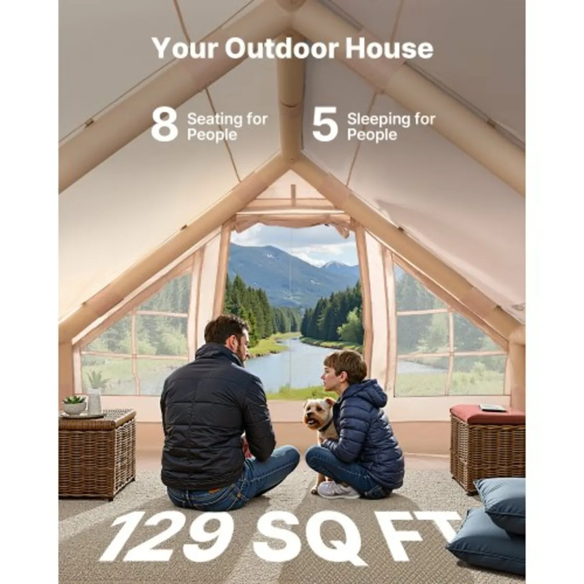 Inflatable Tent for Camping 5-8 Person Glamping Te - Image 4