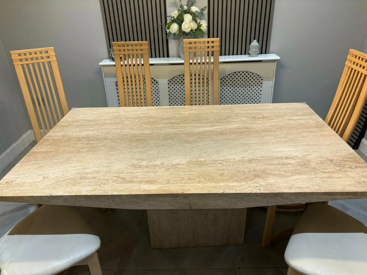Solid marble table and 6 chairs - Image 1