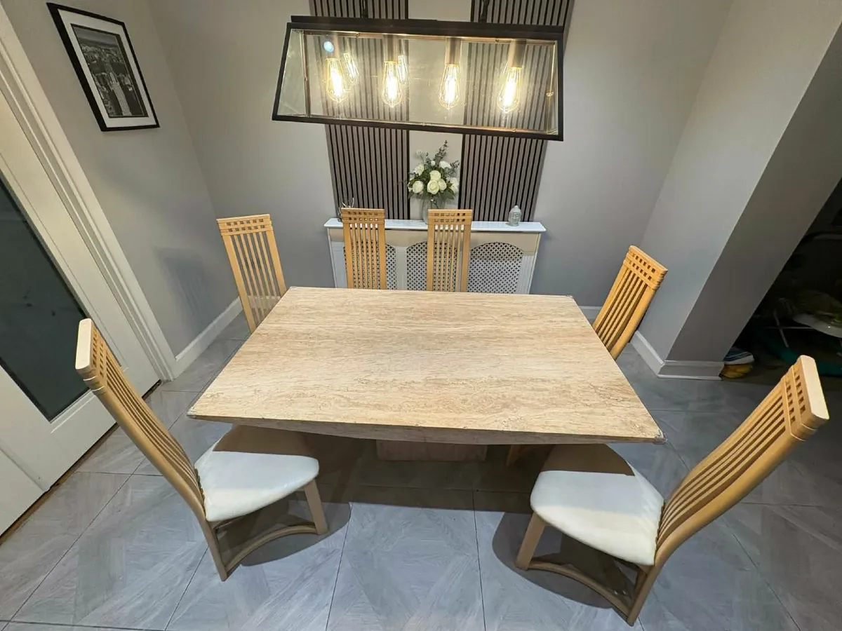 Solid marble table and 6 chairs - Image 4