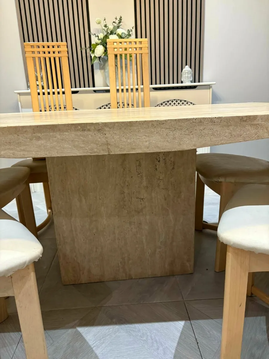 Solid marble table and 6 chairs - Image 3