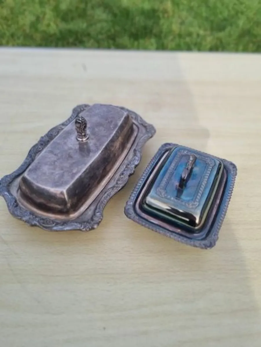 Antique silver-plated butter dishes - Image 2