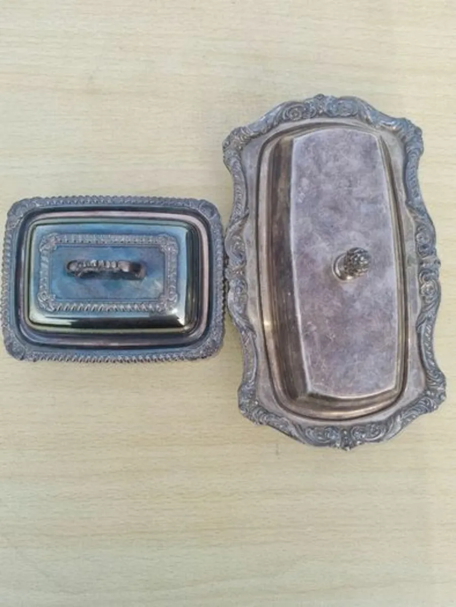 Antique silver-plated butter dishes - Image 3