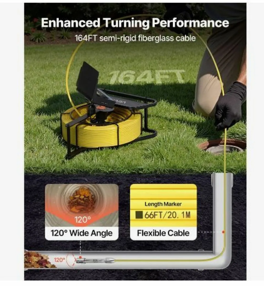 Sewer Camera, 50m Drain Inspection Camera - Image 2