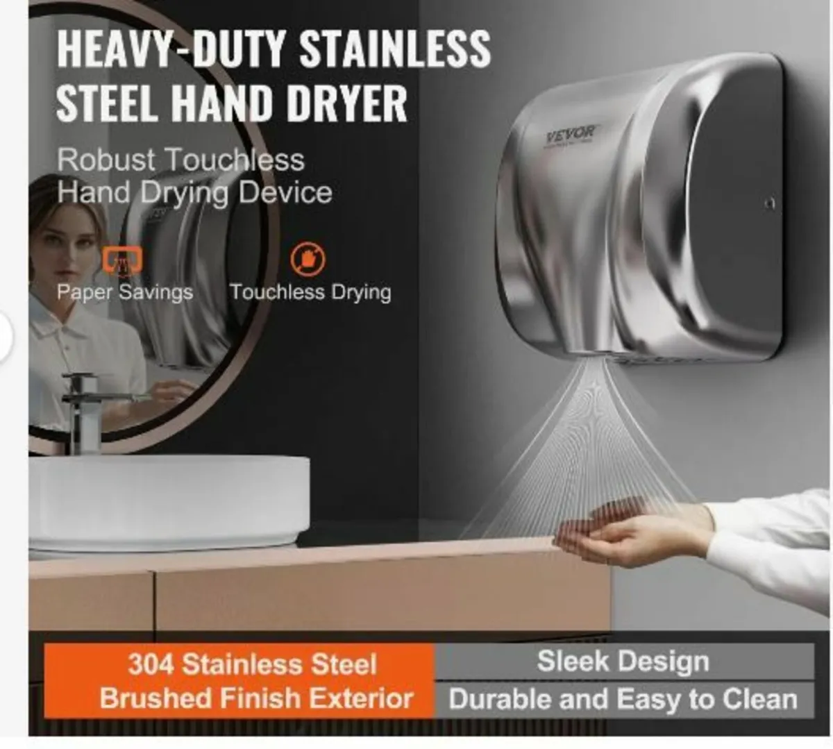 Heavy Duty Commercial Hand Dryer, 1800W - Image 3