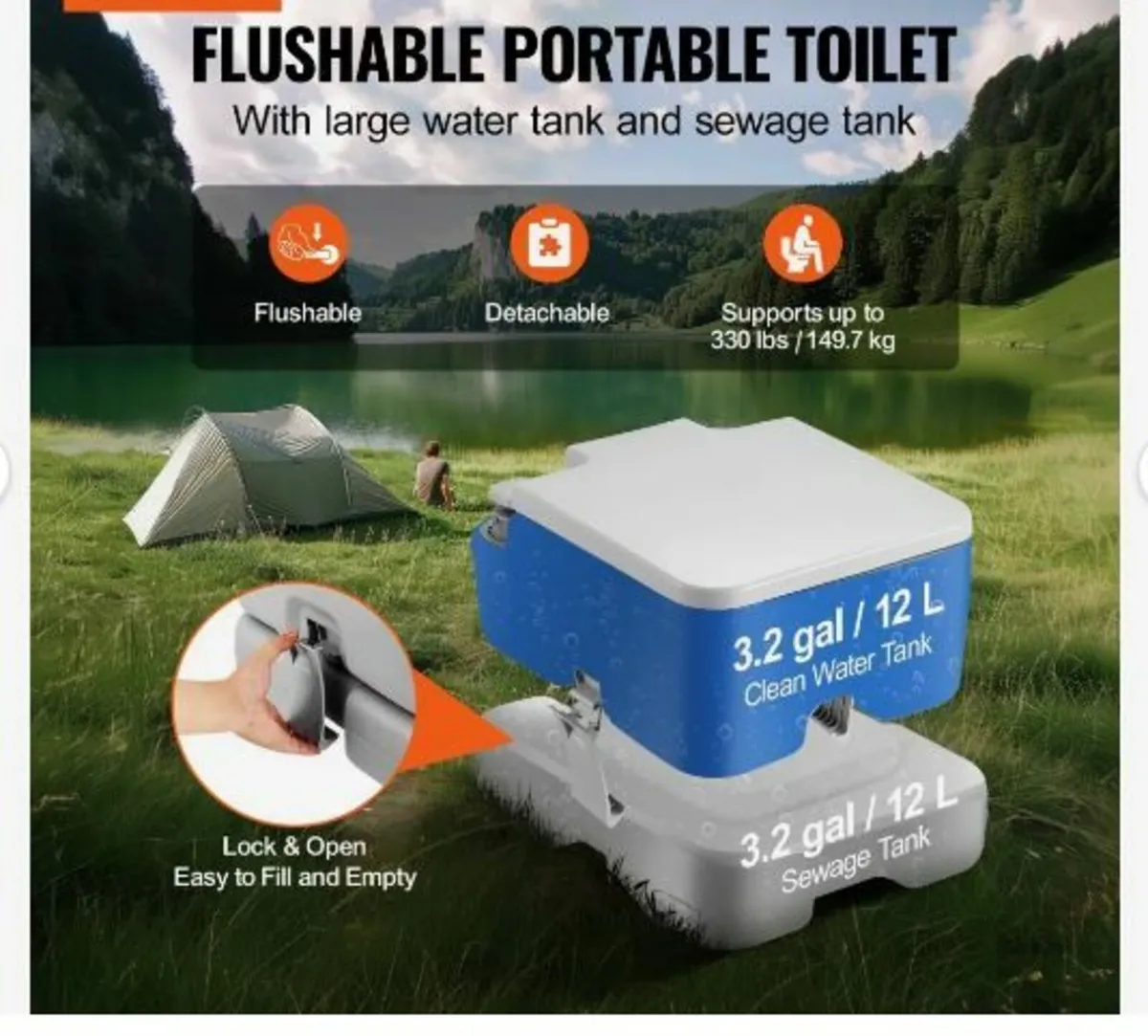 Portable Toilet for Camping with Carry Bag - Image 3