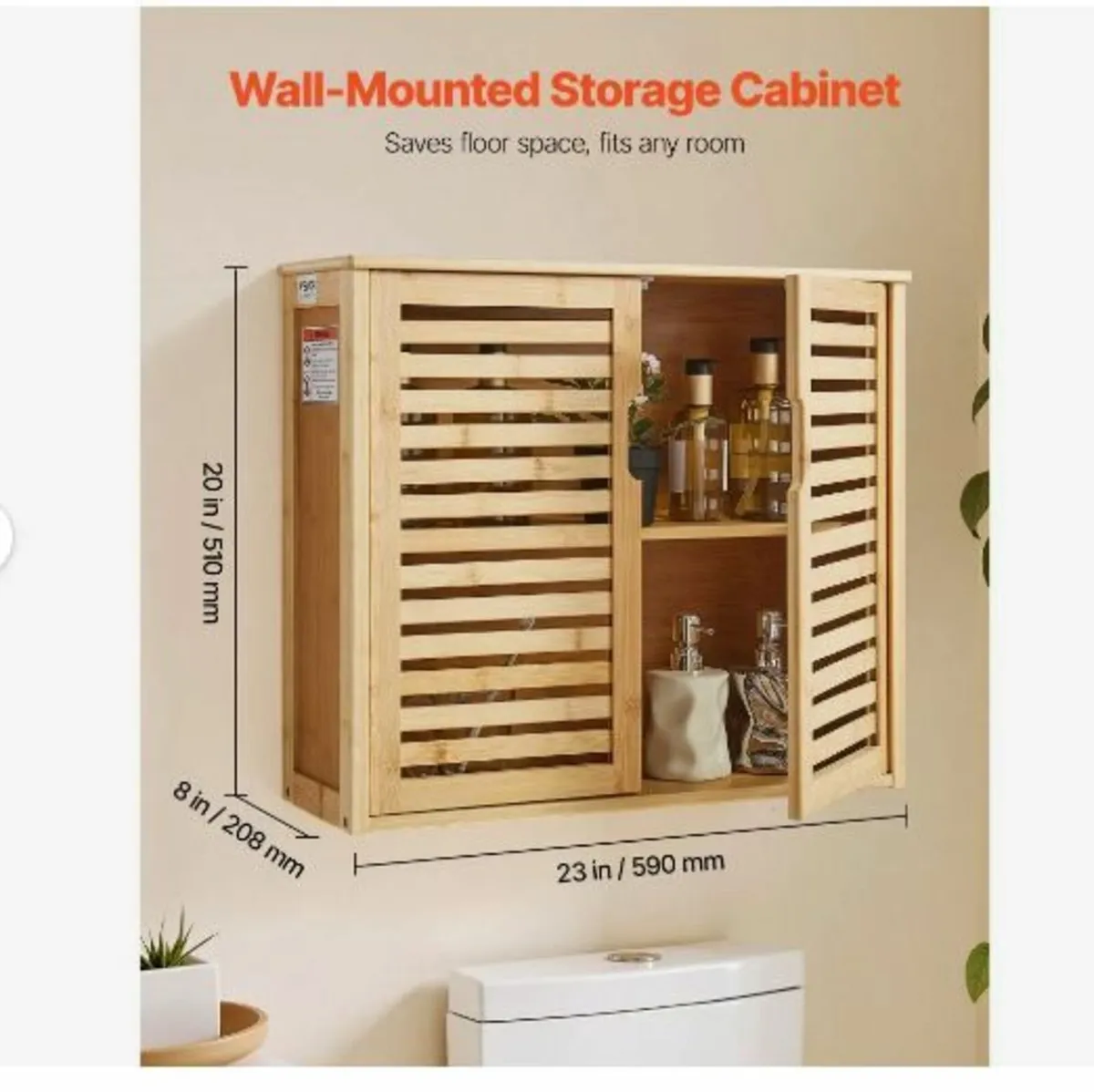 Bathroom Wall Cabinet, 2 Doors and Adjustable - Image 2