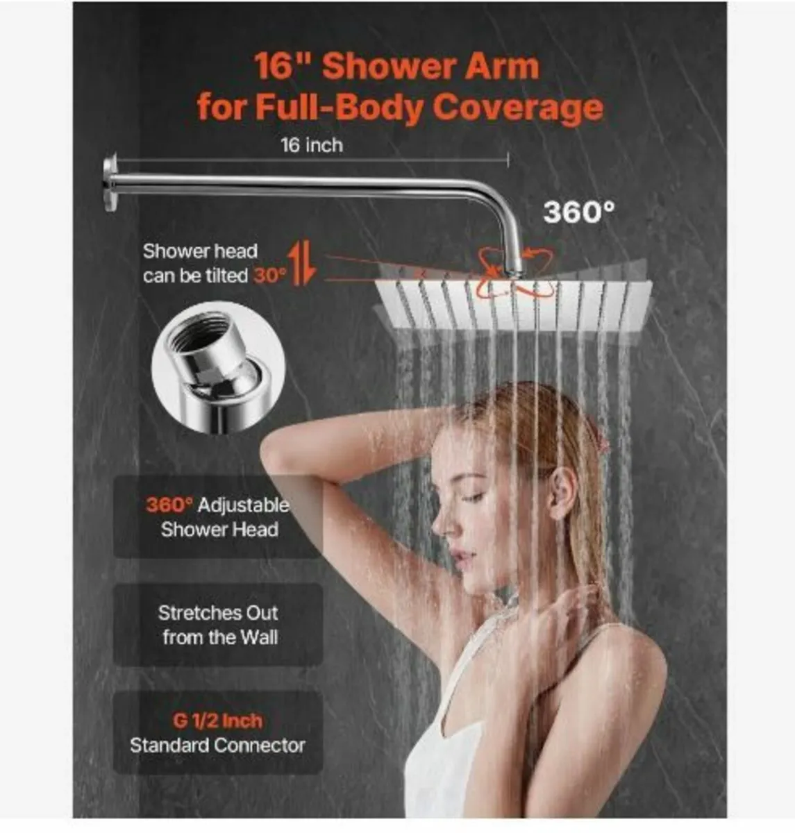 Shower Faucet Set, Rainfall Bathroom Shower - Image 2