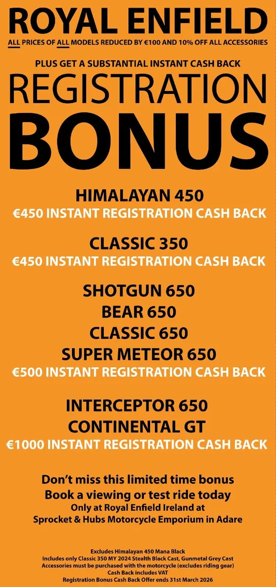 ROYAL ENFIELD REGISTRATION BONUS up to €1,000 OFF - Image 2