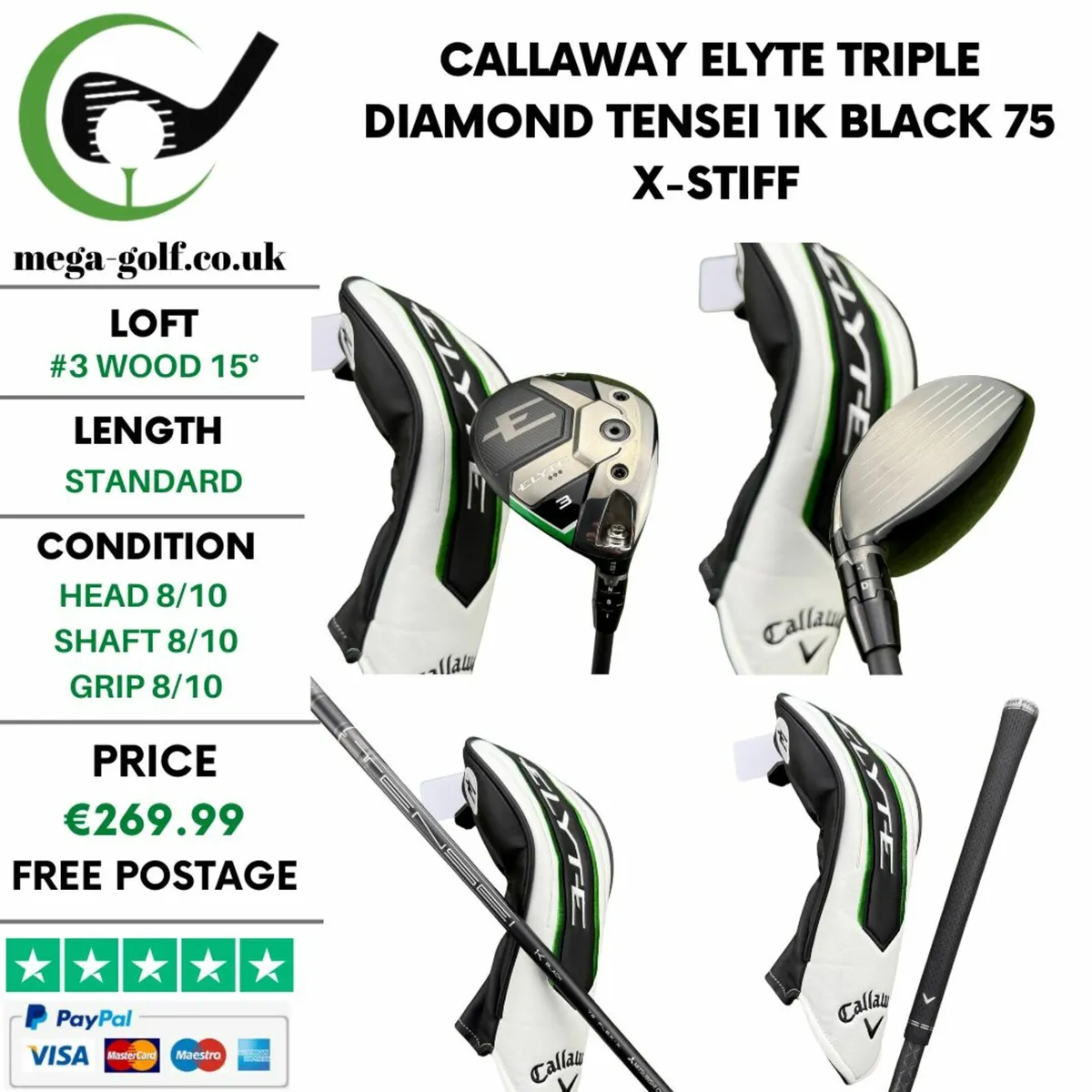Callaway Elyte Triple Diamond #3 Wood 15° /X-Stiff - Image 1
