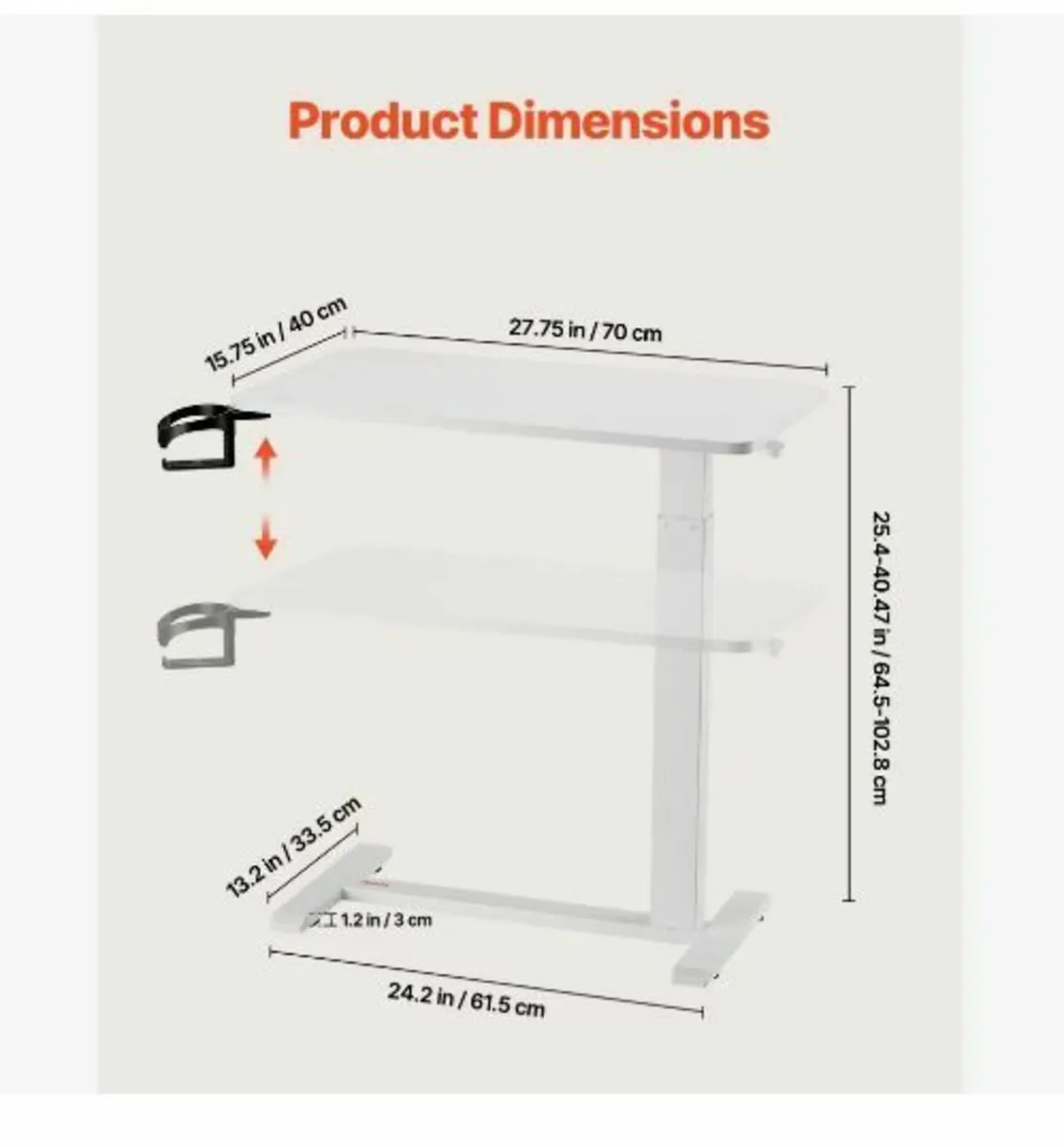 Overbed Table, Mobile Bed Side Table - Image 3