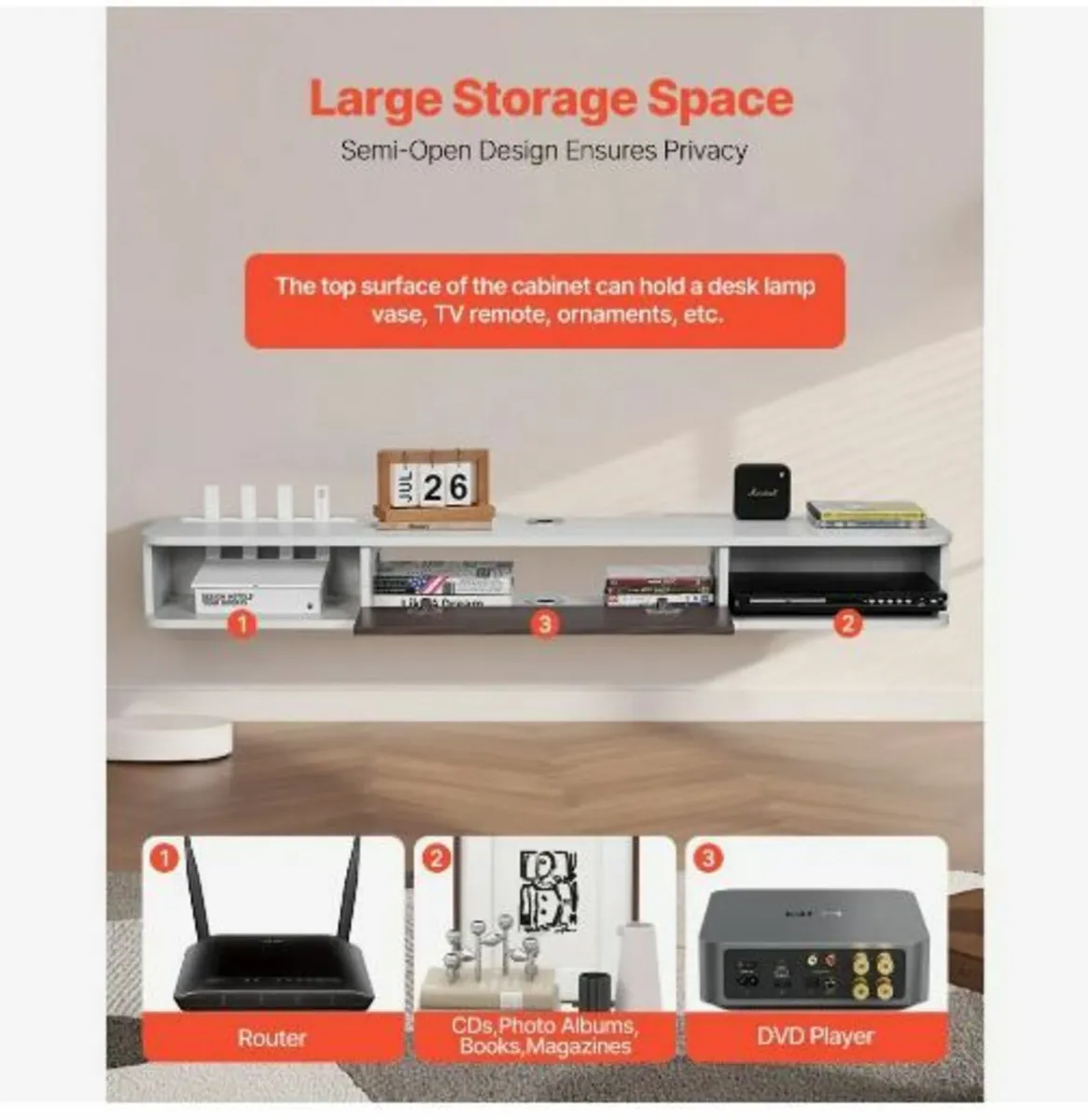 Floating TV Stand, 55 in Wall Mount - Image 4