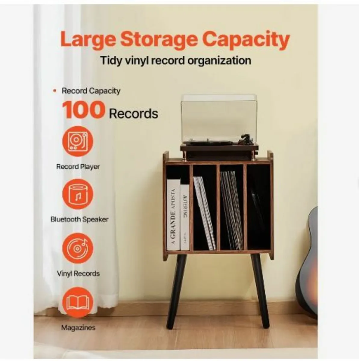 Record Player Stand, 2 Tiers Turntable Stand - Image 2