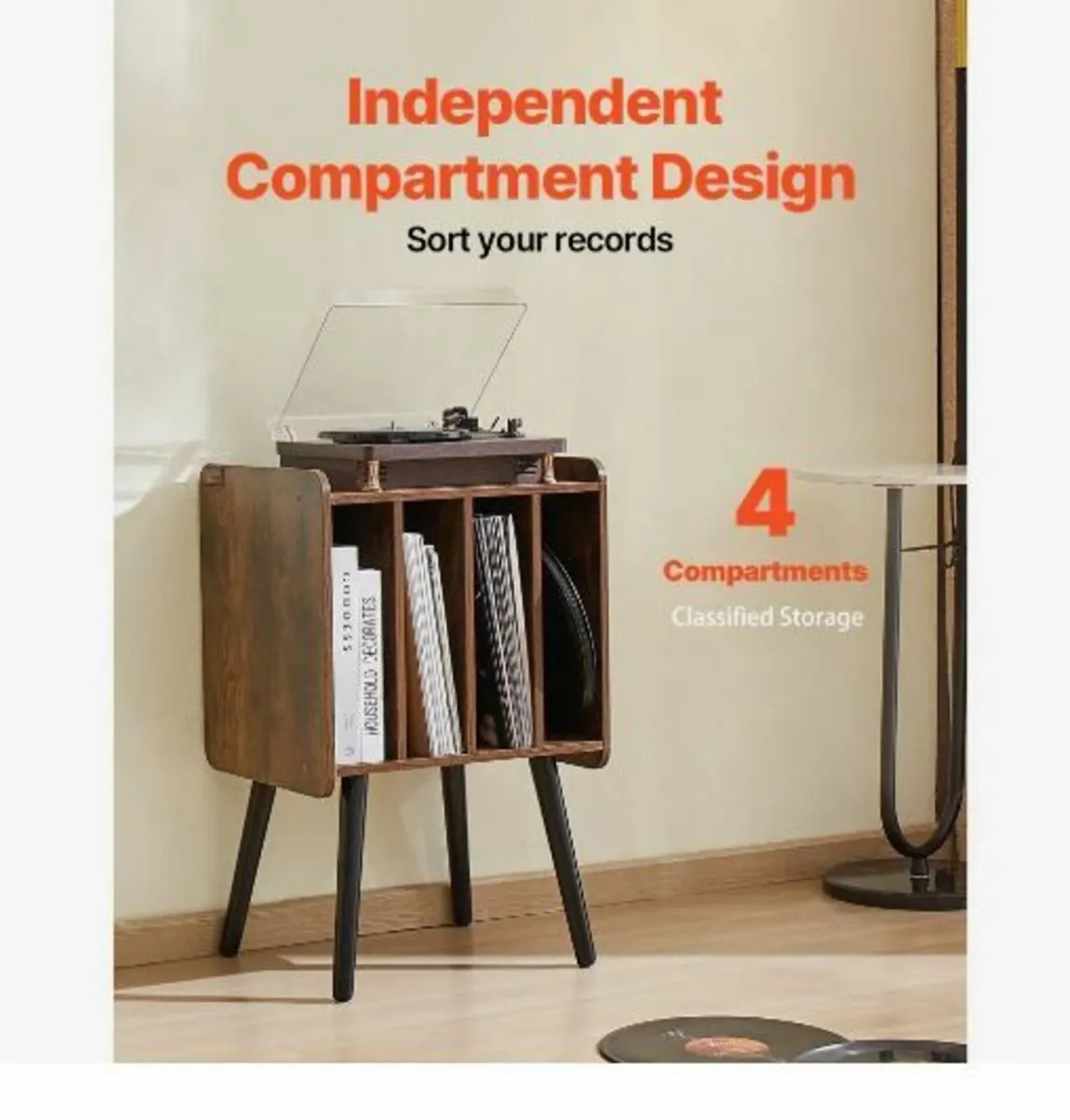 Record Player Stand, 2 Tiers Turntable Stand - Image 3