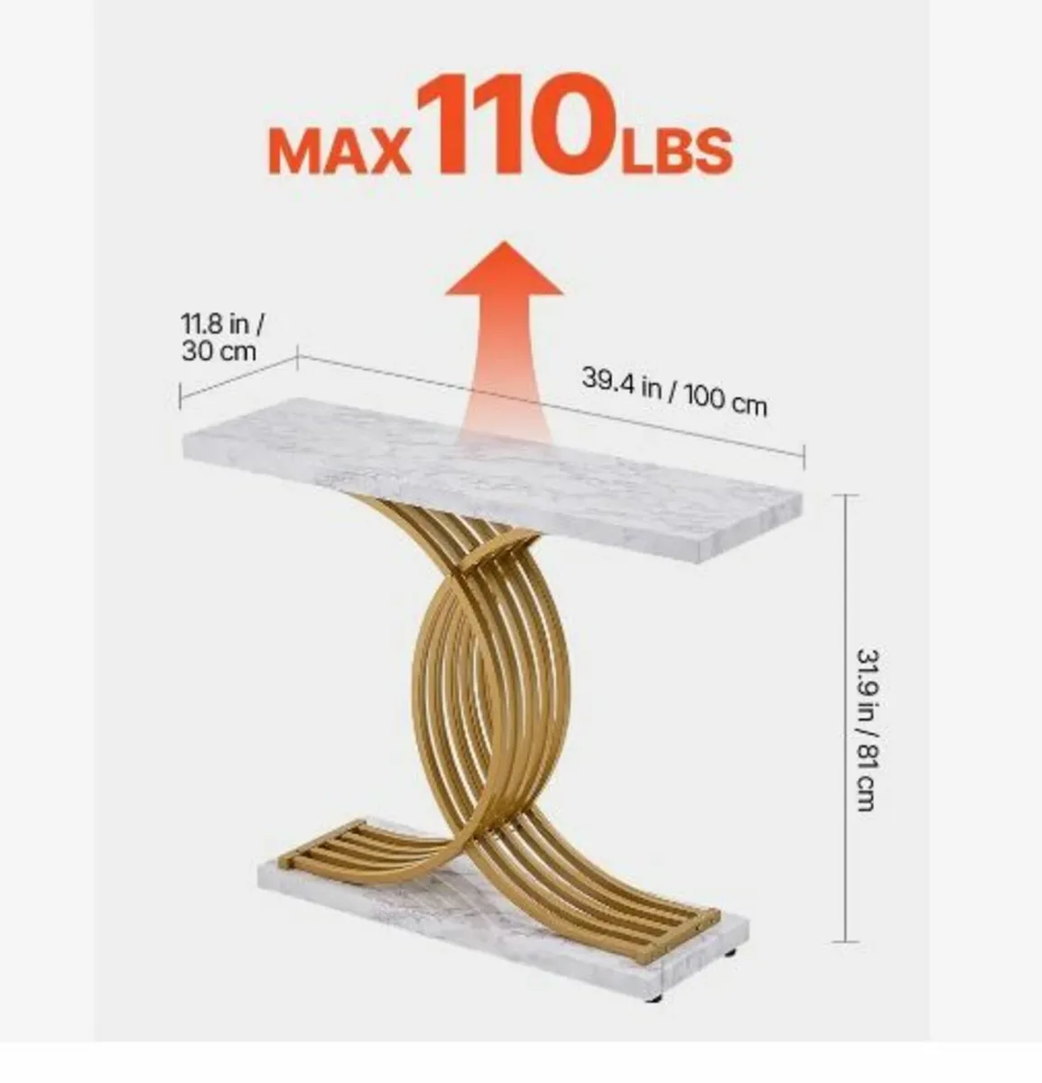 Narrow Console Sofa Table, 39.4 inches - Image 4