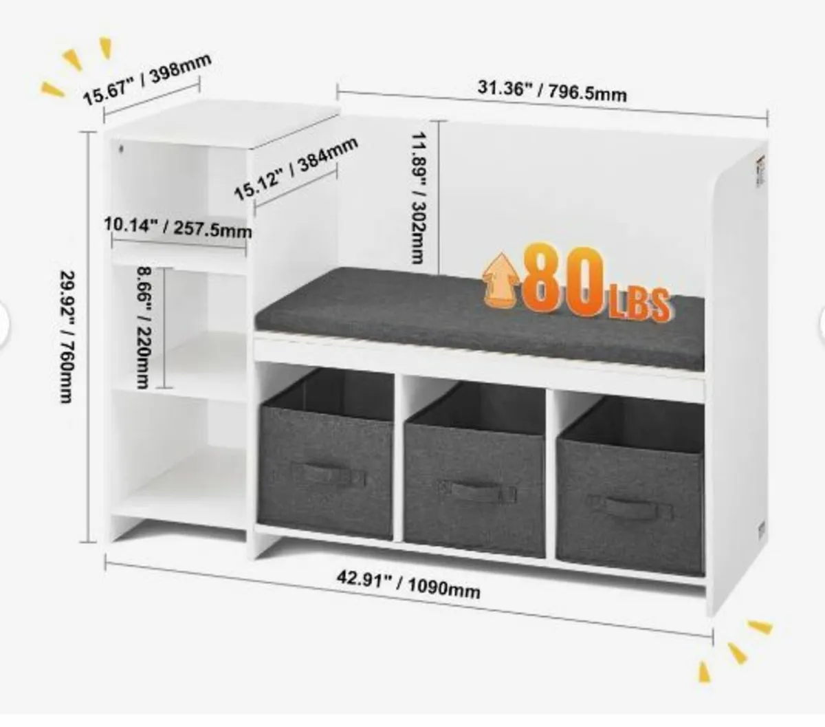 Kids Reading Nook Bench, Toddler Bookshelf - Image 3