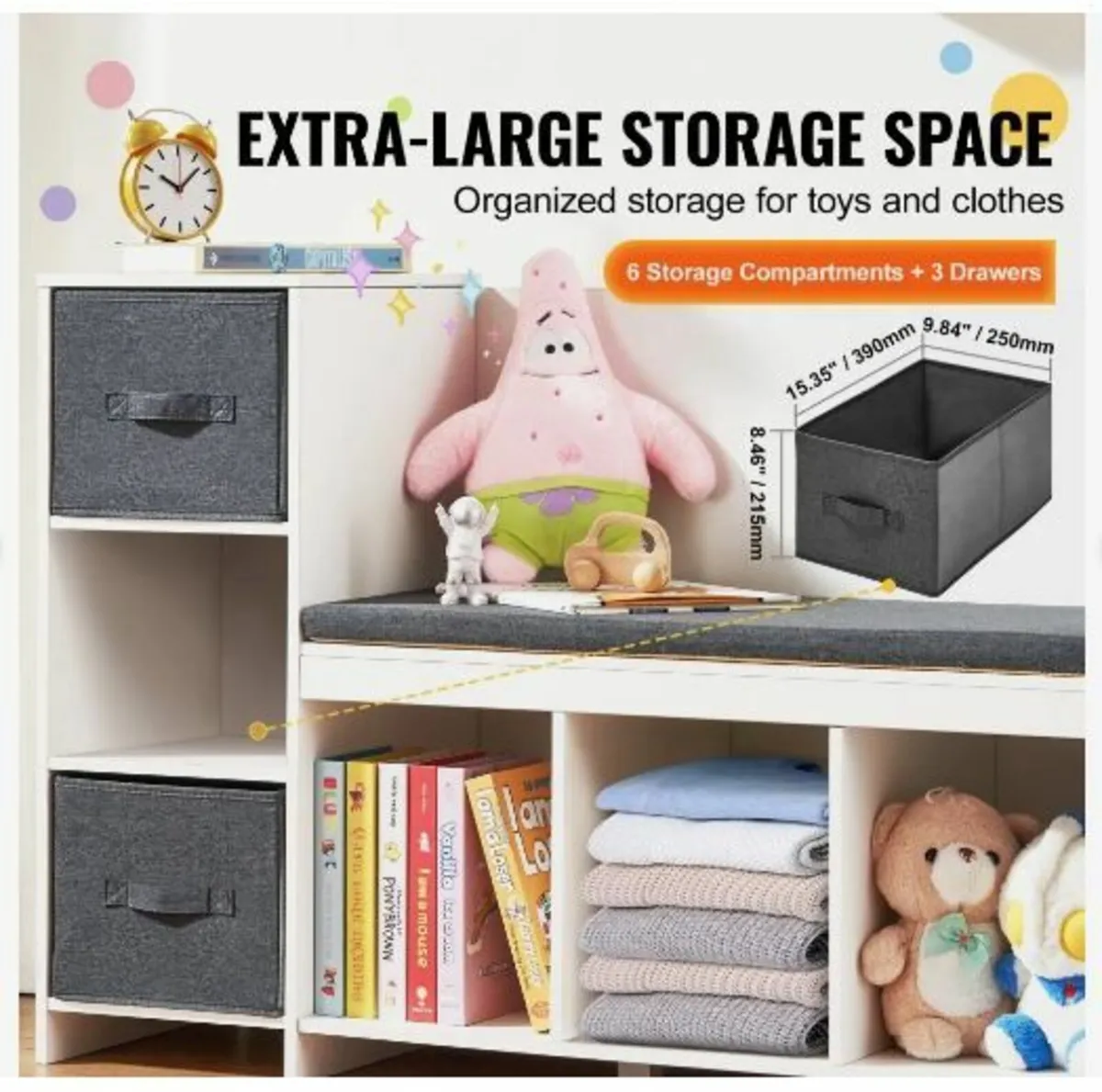 Kids Reading Nook Bench, Toddler Bookshelf - Image 4