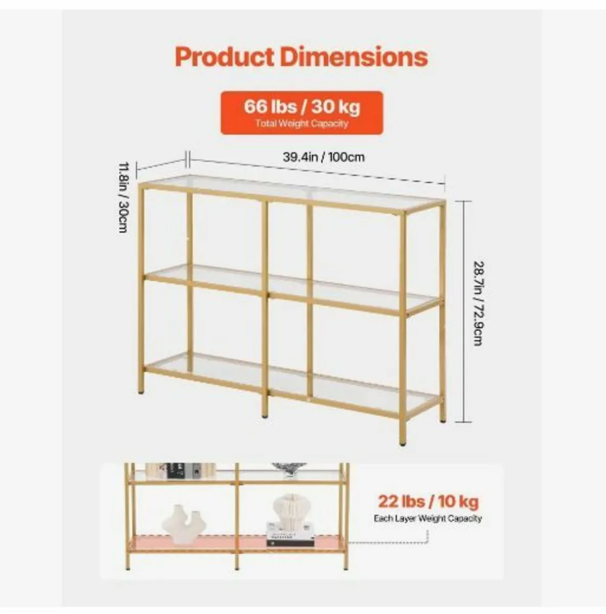3-Tier Glass Console Table - Image 4
