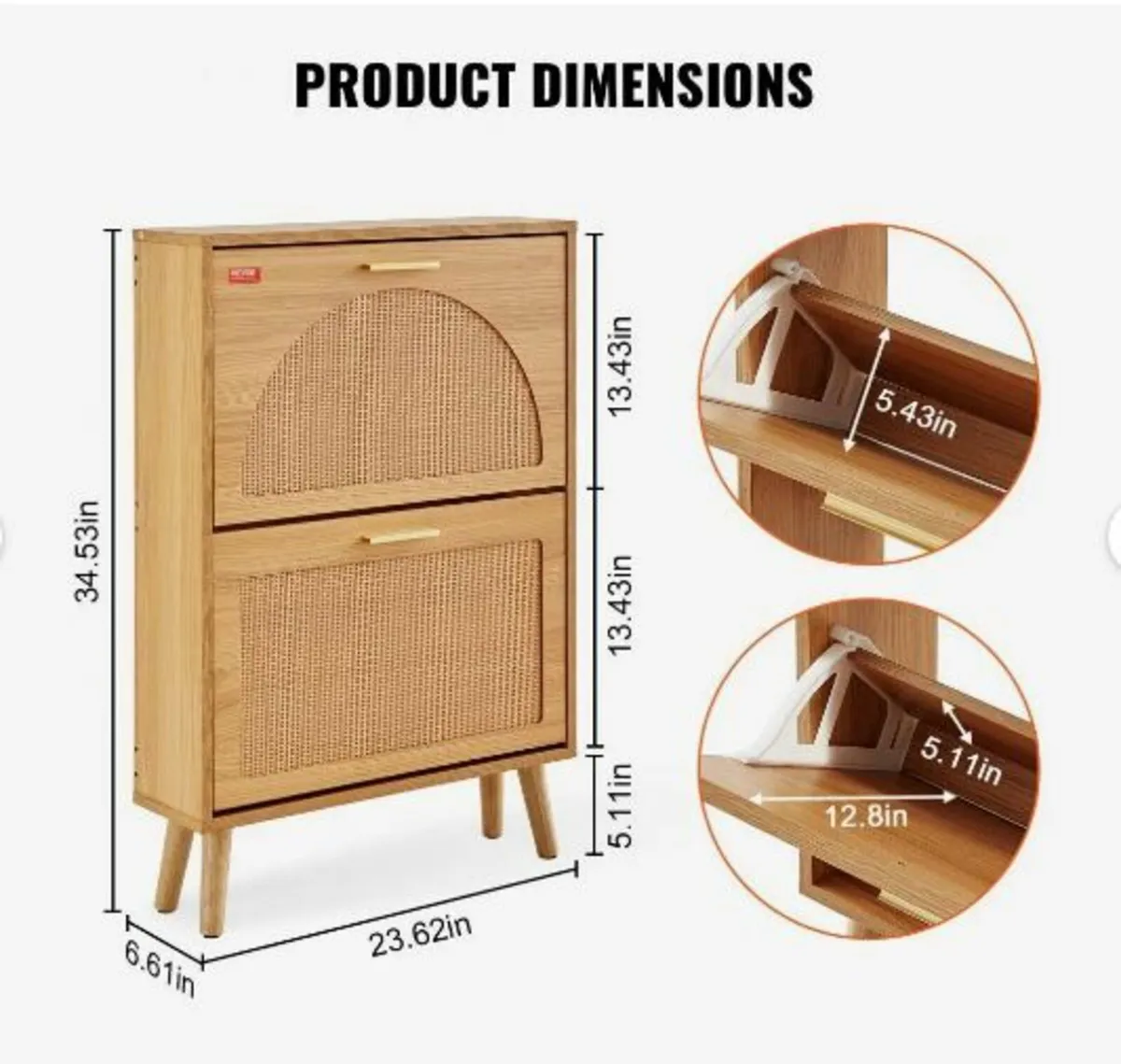Shoe Cabinet with 2 Flip Drawers - Image 4
