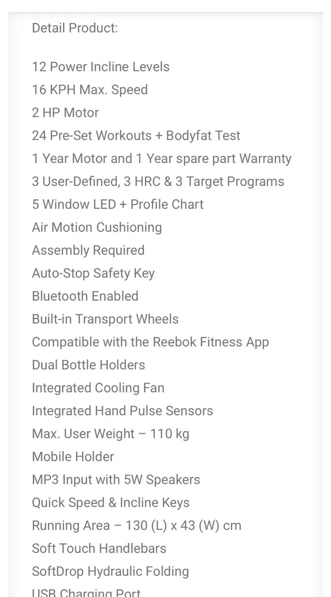 Top quality reebok jet series 100 treadmill - Image 3