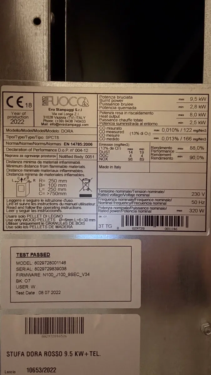 Pellet stove 9,5kW incl double wall flu pipe - Image 4
