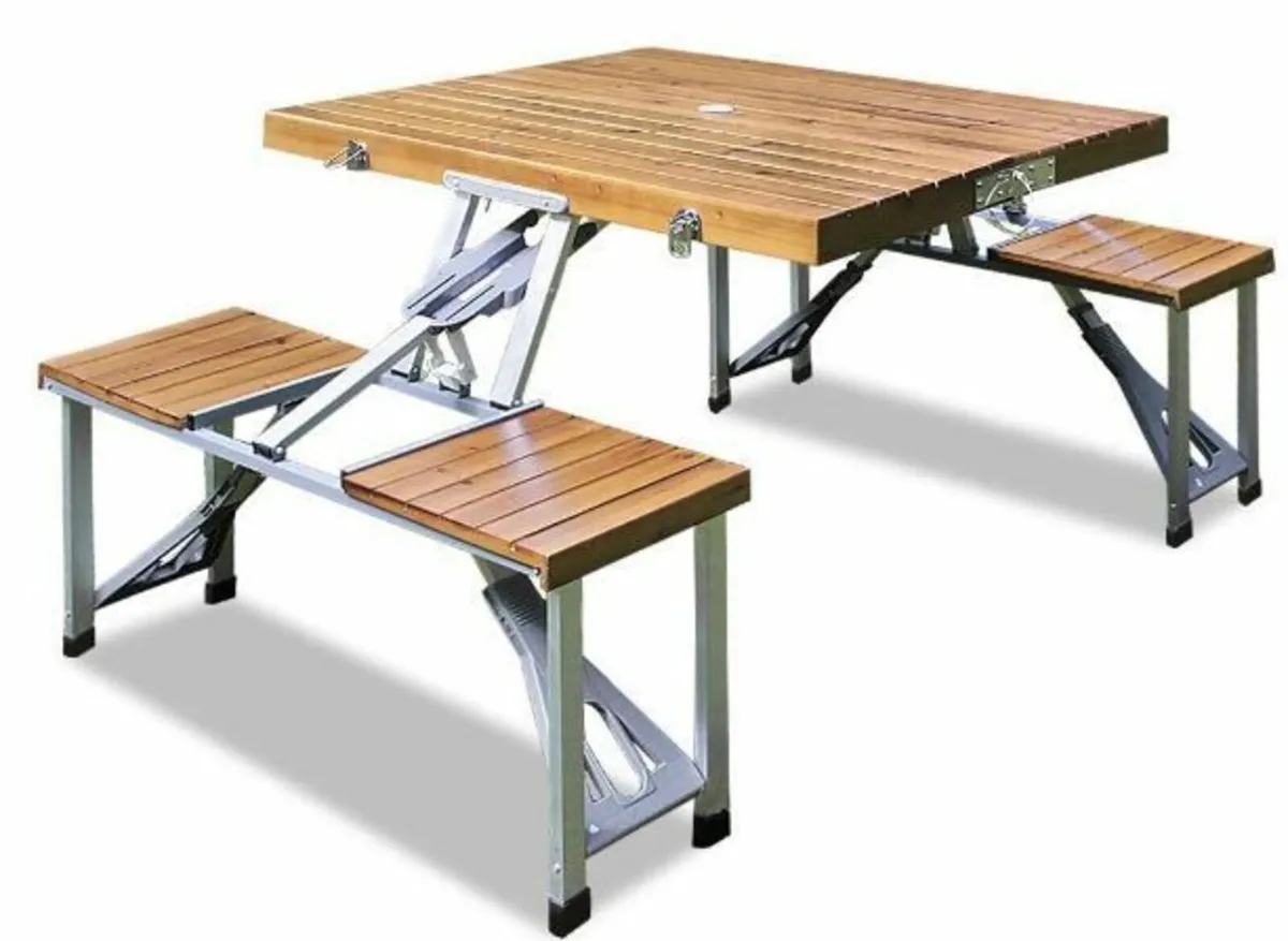 Foldable Aluminium Camping Table Suitcase Set - Image 1