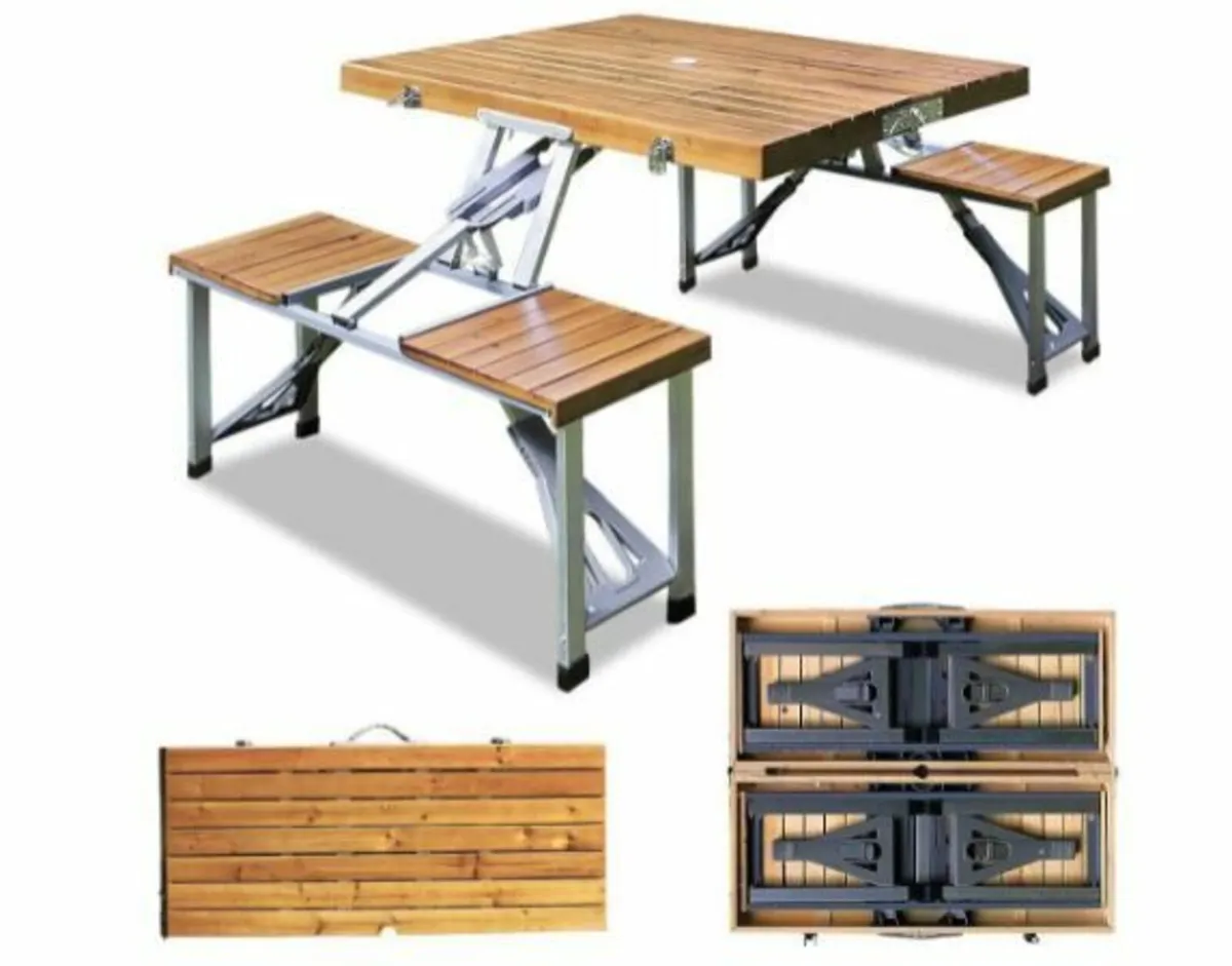 Foldable Picnic Table Aluminium with Chairs - Image 4