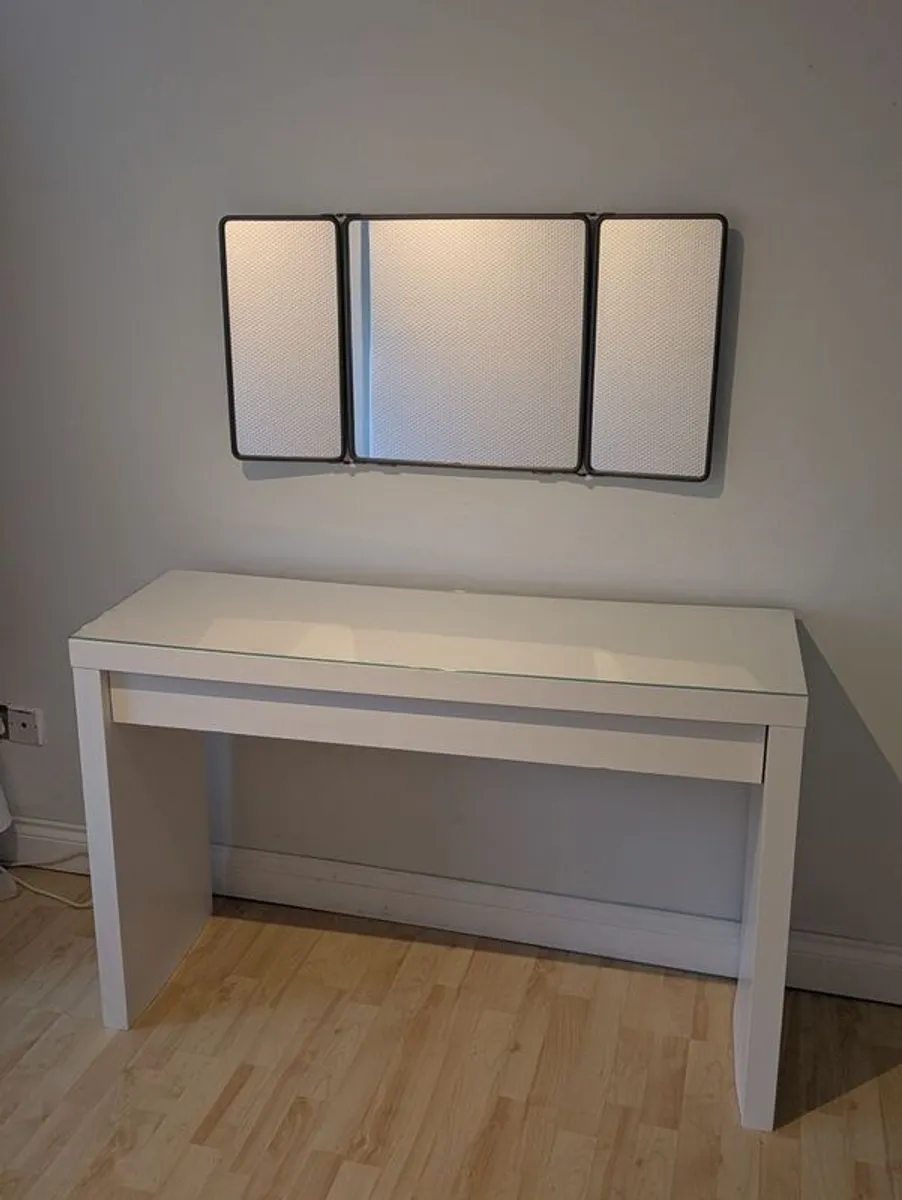 IKEA malm dressing table + folding mirror - Image 1