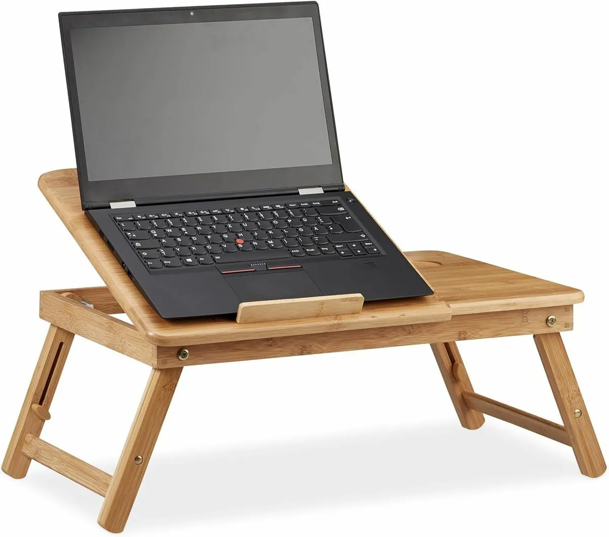 Height-Adjustable Laptop Table Bamboo Lapdesk - Image 1