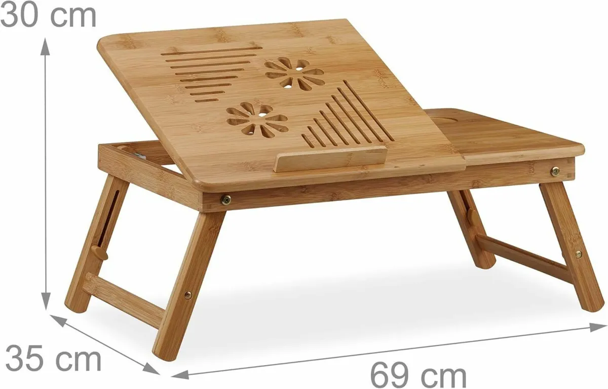Height-Adjustable Laptop Table Bamboo Lapdesk - Image 3