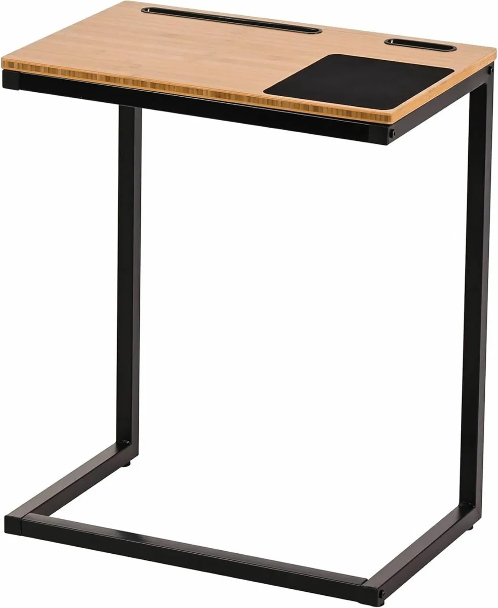 C Shaped End Table， Small Computer Desk with - Image 1