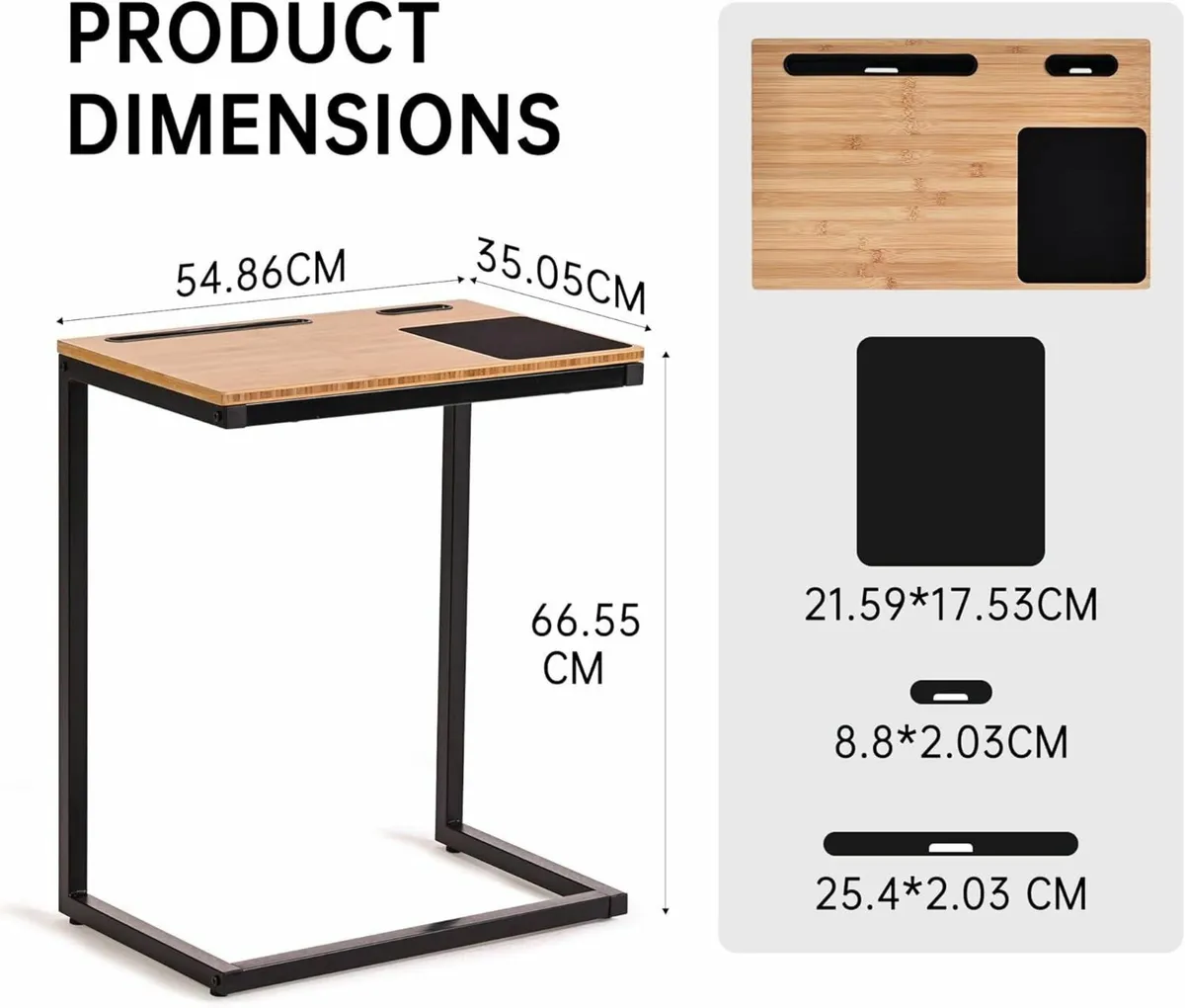 C Shaped End Table， Small Computer Desk with - Image 3