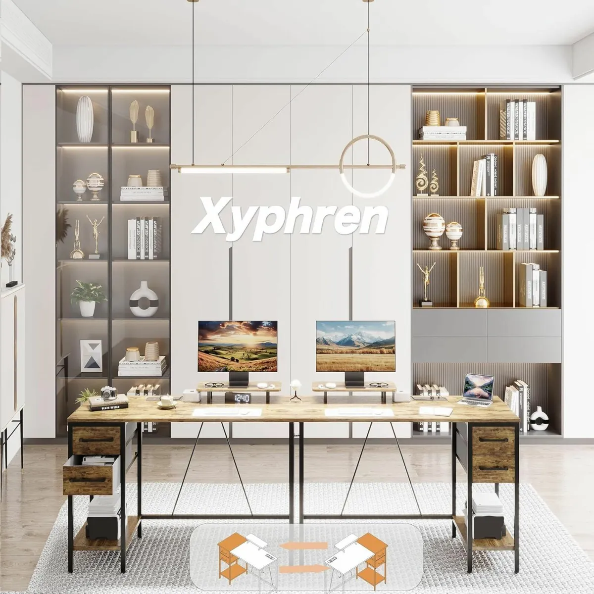 Computer Desk with Drawers Power Outlets 120 cm - Image 3