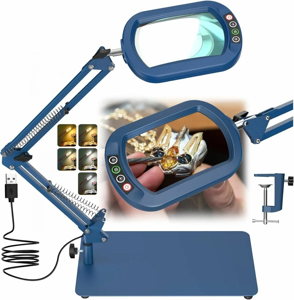 10X Rectangle Magnifying Glass with Light and - Image 1