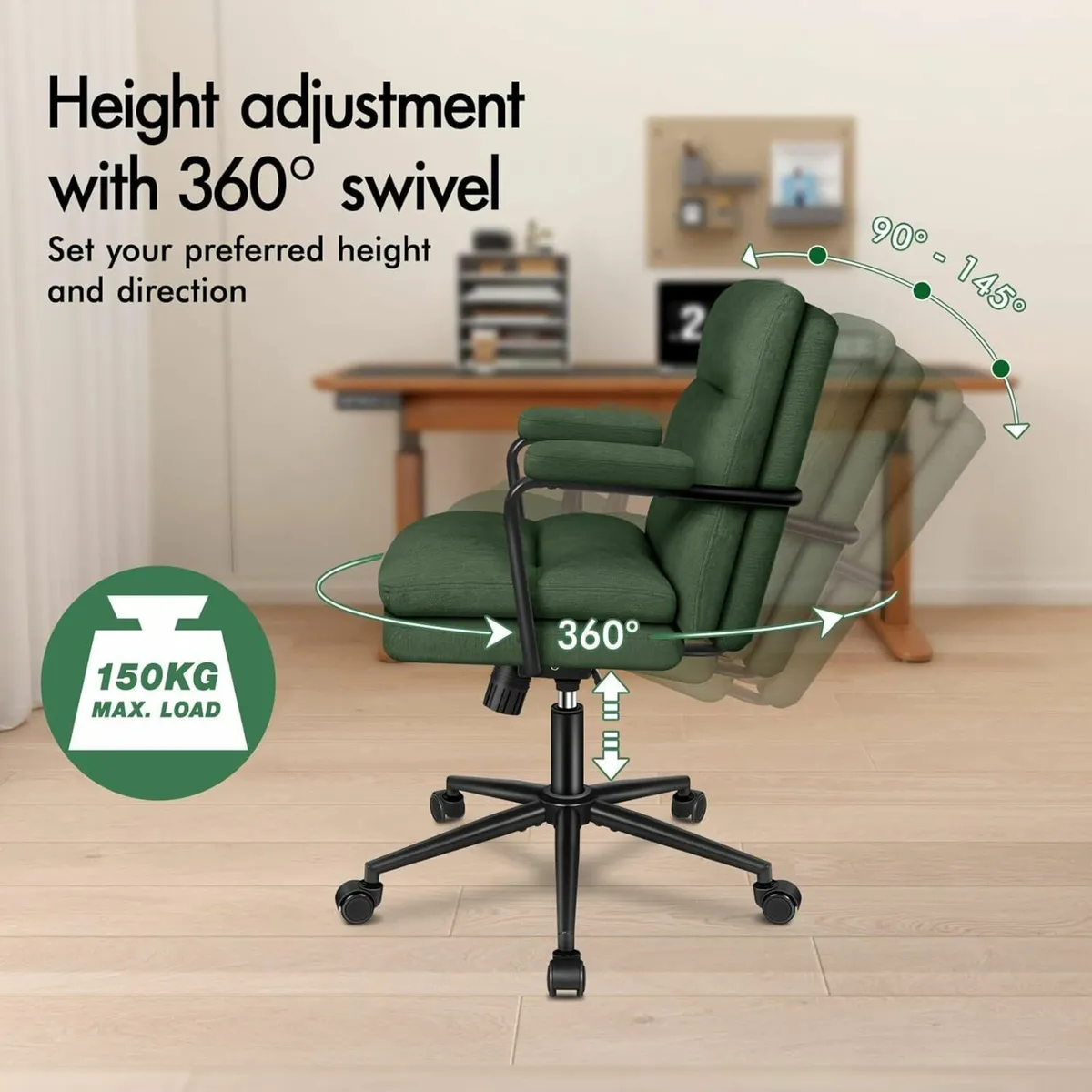 Mid-back Office Chair with Armrests Dual-padded - Image 4