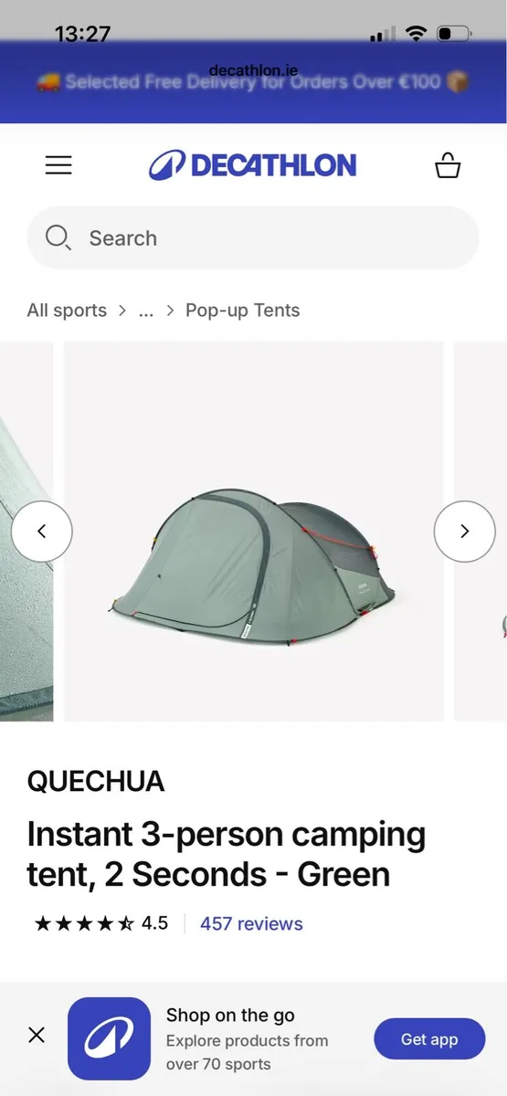 Quechua 3 person pop up tent + camping chairs - Image 3