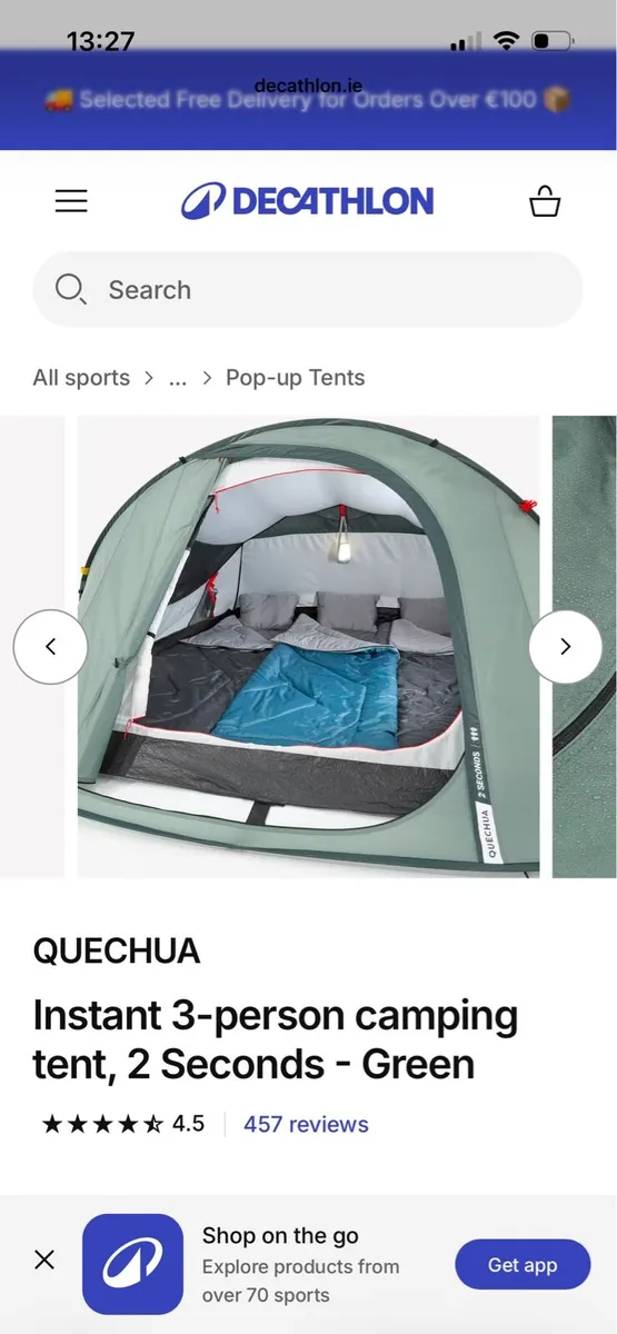 Quechua 3 person pop up tent + camping chairs - Image 4