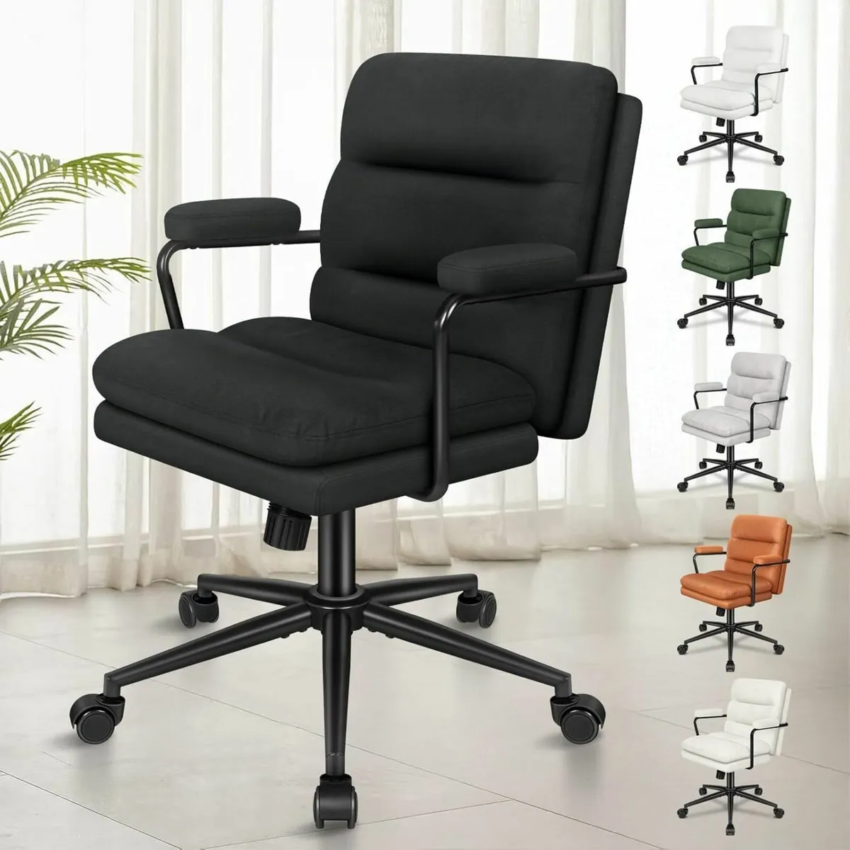 Mid-back Office Chair with Armrests Dual-padded - Image 1