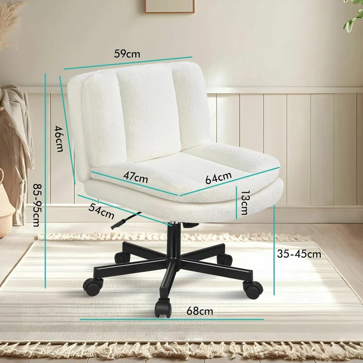 Cross Legged Office Chair Wide Seat Armless Desk - Image 2