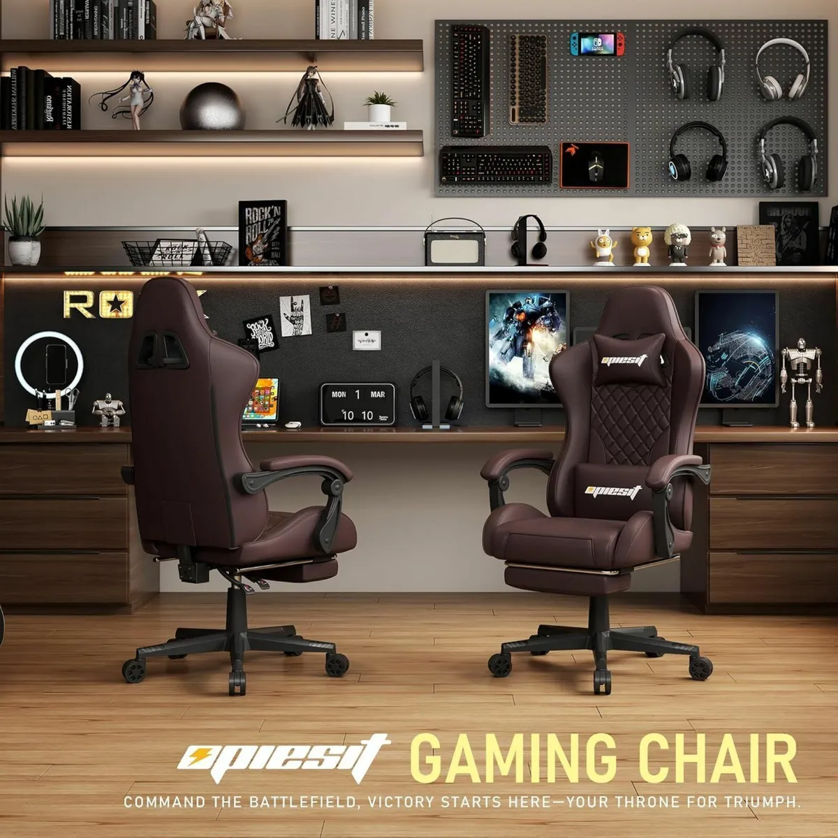 Gaming Chair Office with Footrest Height Adjustabl - Image 2