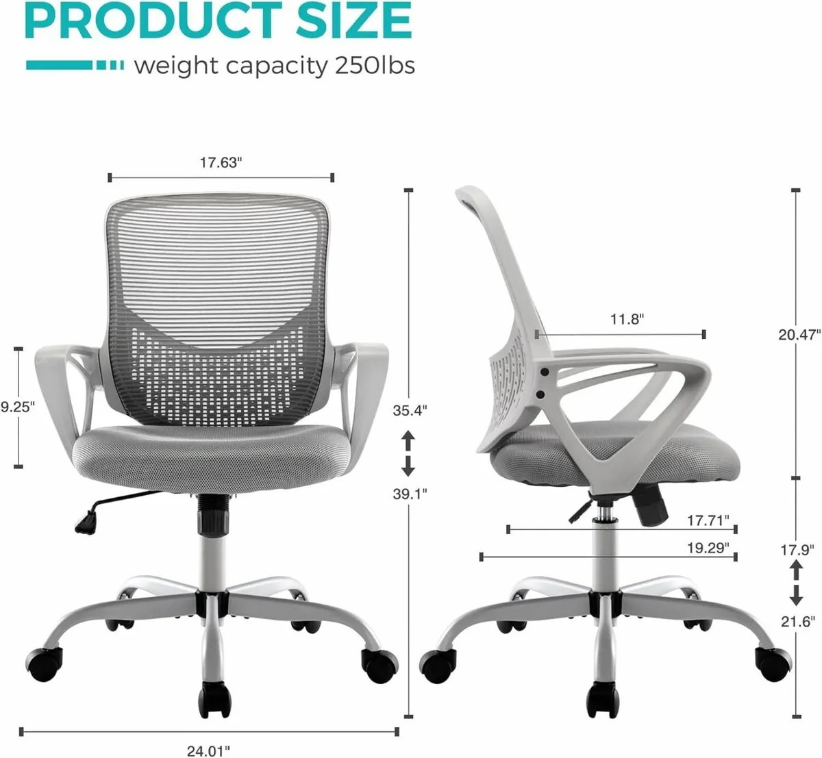 Ergonomic Mid Back Mesh Task Chair for Home - Image 3