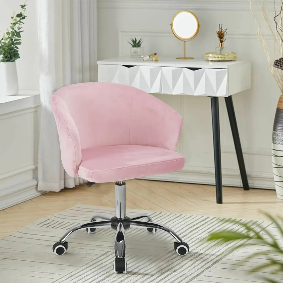 .Velvet office and makeup chair swivel rolling - Image 2