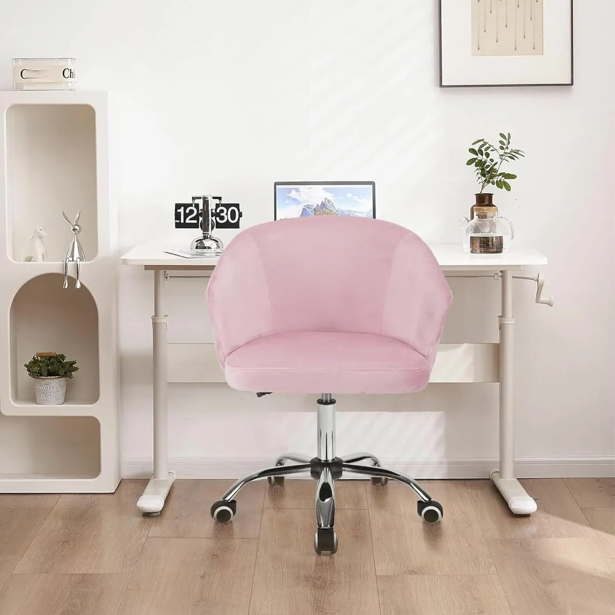 .Velvet office and makeup chair swivel rolling - Image 4