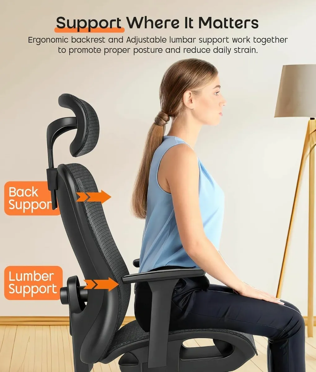 Ergonomic Office Chair with Headrest 3D Armrest - Image 4